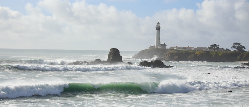 Pigeon Point lighthouse from the coast