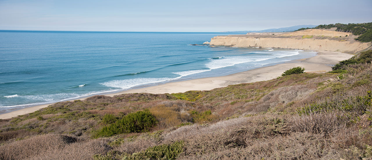 View from the cliffside of Tunitas Creek Beach.