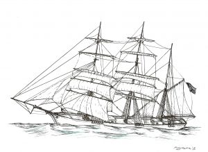 sketch of ship